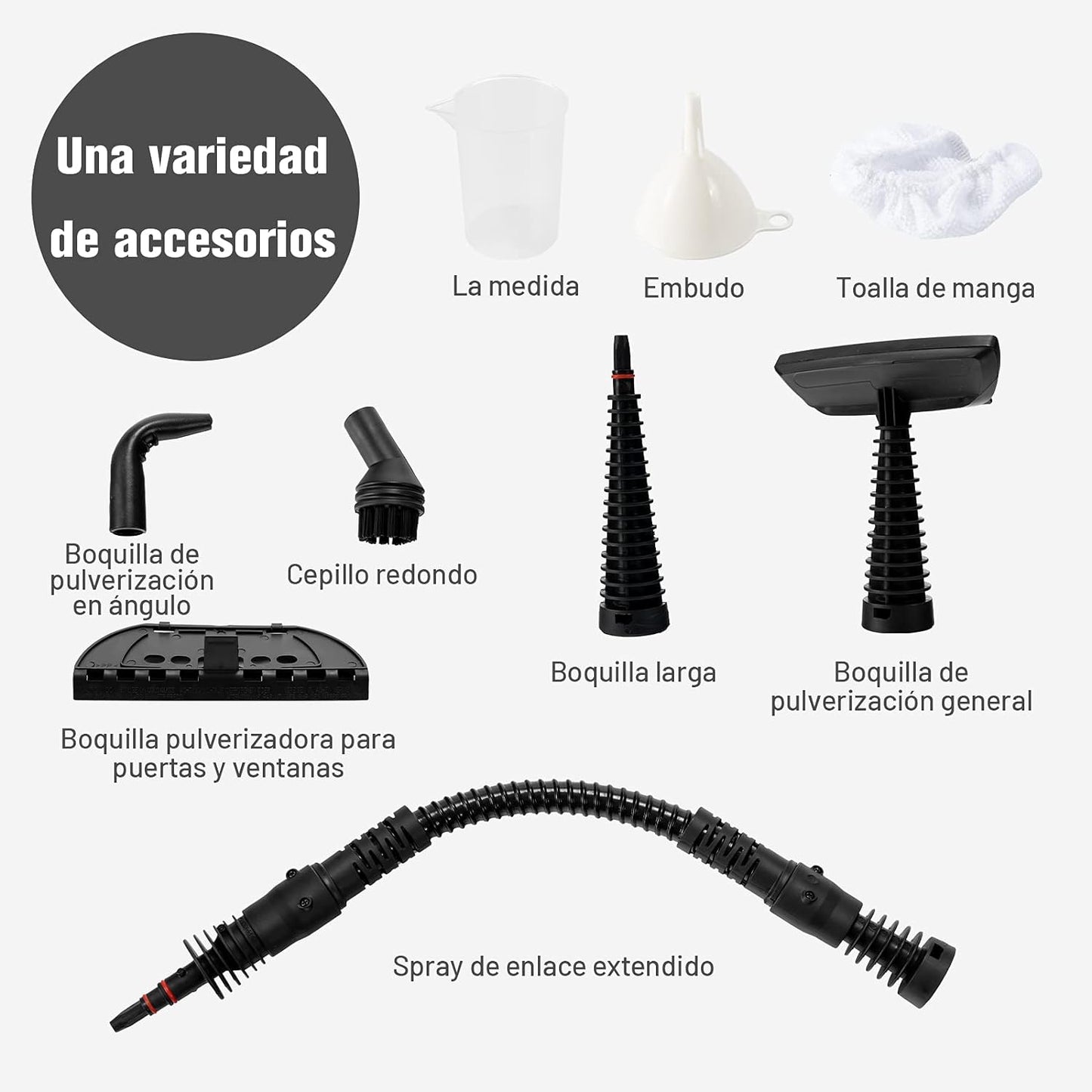 Vaporeta de Limpieza de Mano Portátil Multiusos - Con 9 Accesorios para Todo Tipo de Superficies