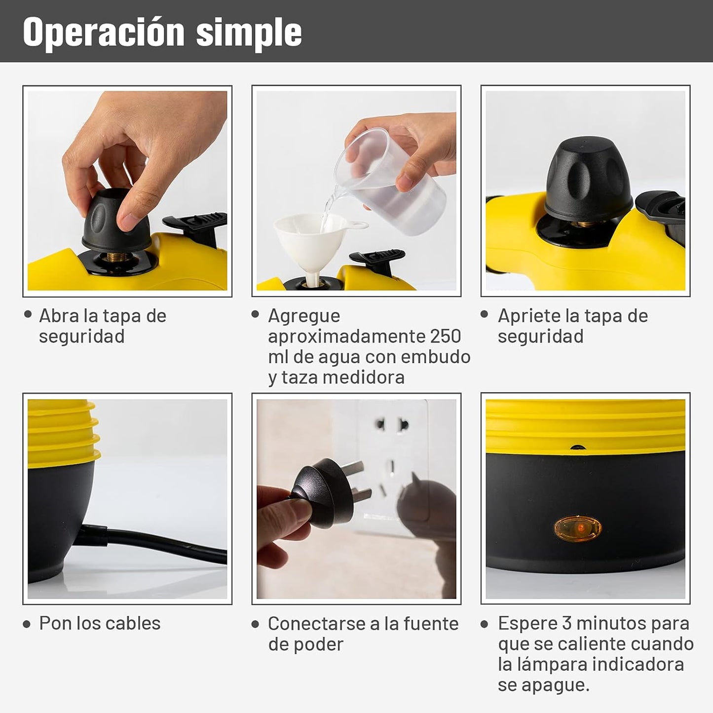 Vaporeta de Limpieza de Mano Portátil Multiusos - Con 9 Accesorios para Todo Tipo de Superficies