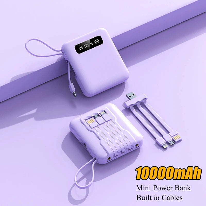 Power Bank 10000mAh con Cables Integrados