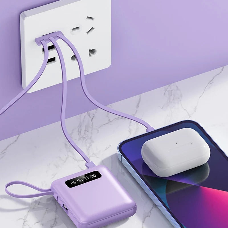 Power Bank 10000mAh con Cables Integrados