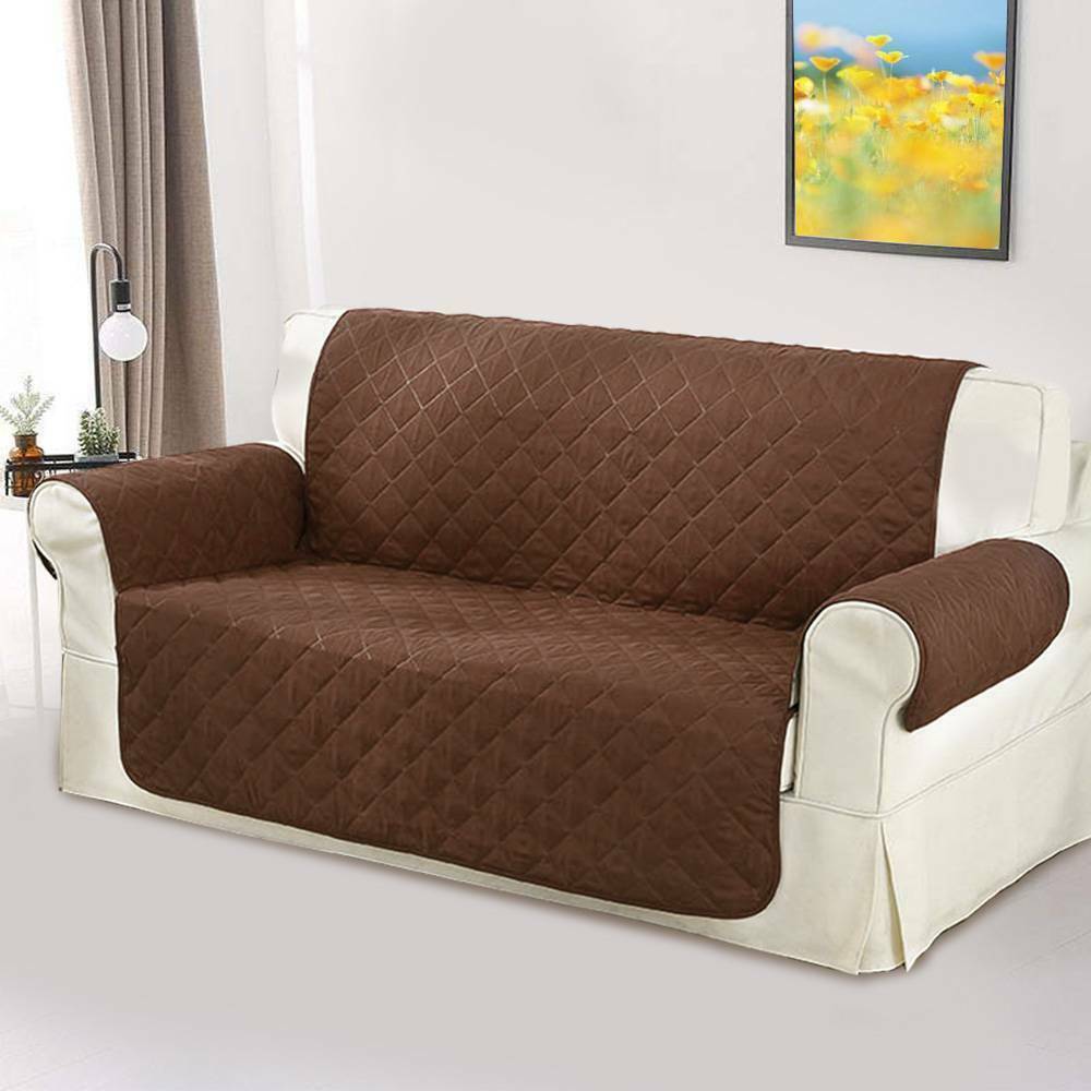 Protector de Sofá ANDRA - Reversible, 3 Plazas, Chocolate-Beige, 280 cm